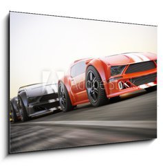 Obraz   The race , Exotic sports cars racing with motion blur, 100 x 70 cm