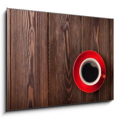Obraz 1D - 100 x 70 cm F_E80745295 - Coffee cup on wooden table background