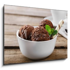 Obraz 1D - 100 x 70 cm F_E80747406 - ball coffee chocolate ice cream in a bowl - koule zmrzlina v kvov okold v misce