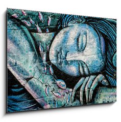Sklenn obraz 1D - 100 x 70 cm F_E80866582 - Graffiti femme endormie