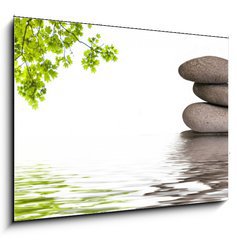 Obraz 1D - 100 x 70 cm F_E84012048 - bannire zen, galets et feuilles d'rable