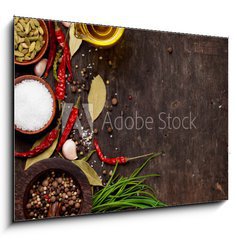 Obraz 1D - 100 x 70 cm F_E86522386 - Various spices on wooden background