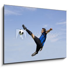 Sklenn obraz 1D - 100 x 70 cm F_E867244 - football - soccer player volley - Fotbal