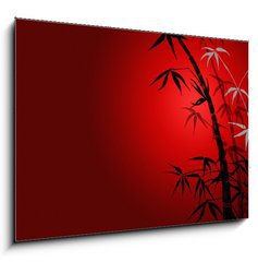 Sklenn obraz 1D - 100 x 70 cm F_E8902413 - bamboo leaves on ared background.