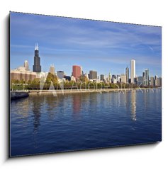 Obraz   Downtown Chicago panorama reflected in Lake Michigan, 100 x 70 cm