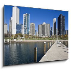 Sklenn obraz 1D - 100 x 70 cm F_E9353093 - Chicago from Lake Michigan - morning time - Chicago z Michiganskho jezera