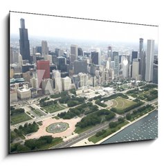 Sklenn obraz 1D - 100 x 70 cm F_E9395863 - Downtown Chicago from the East via the air - Downtown Chicago z vchodu vzduchem