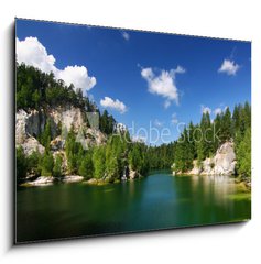 Sklenn obraz 1D - 100 x 70 cm F_E9646952 - Emerald lake-National park of Adrspach rocks-Czech Rep.