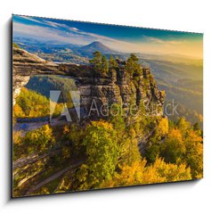 Obraz 1D - 100 x 70 cm F_E96940052 - Pravcicka Gate in autumn colors, Bohemian Saxon Switzerland, Czech Republic