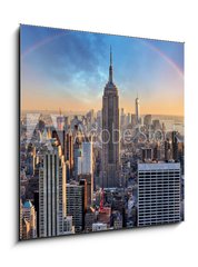 Obraz 1D - 50 x 50 cm F_F113869179 - New York City skyline with urban skyscrapers and rainbow. - Panorama New Yorku s mstskmi mrakodrapy a duhou.