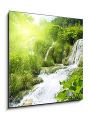 Sklenn obraz 1D - 50 x 50 cm F_F11750042 - wateterfall in deep forest