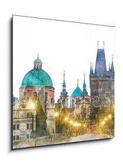 Obraz 1D - 50 x 50 cm F_F118221693 - Prague - famous landmark Charles Bridge, watercolor artwork - Praha