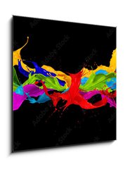 Obraz 1D - 50 x 50 cm F_F122947022 - abstract color splashes on black background - abstraktn barevn ckance na ernm pozad