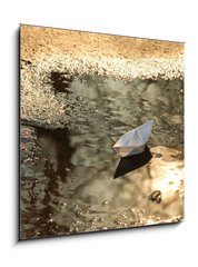 Obraz 1D - 50 x 50 cm F_F12953021 - paper ship floats in a spring pool