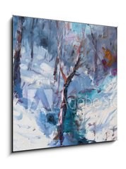 Obraz 1D - 50 x 50 cm F_F130132079 - Art Oil Painting Winter Landscape. The Awakening of Nature. Spring is coming.