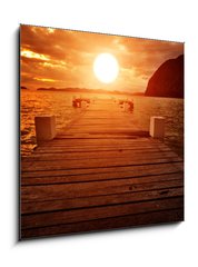 Sklenn obraz 1D - 50 x 50 cm F_F13338057 - Jetty into the Sunset - Jetty do zpadu slunce