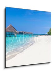 Obraz 1D - 50 x 50 cm F_F133424507 - Panorama of wide sandy beach on a tropical island in Maldives - Panorama irok psen ple na tropickm ostrov na Maledivch