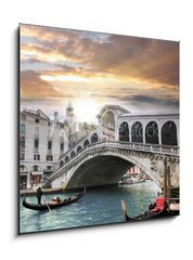 Obraz 1D - 50 x 50 cm F_F136009860 - Venice, Rialto bridge and with gondola on Grand Canal, Italy