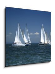 Sklenn obraz 1D - 50 x 50 cm F_F1375692 - start of a sailing regatta - zatek plachetn regaty