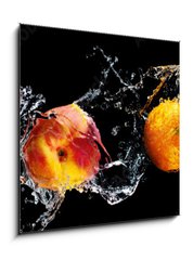 Obraz 1D - 50 x 50 cm F_F148249825 - Set of fresh fruits in water splash isolated on black background