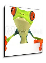 Obraz 1D - 50 x 50 cm F_F15819778 - Grenouille avec un panneau