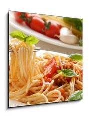 Obraz 1D - 50 x 50 cm F_F16290193 - Fork with pasta and basil