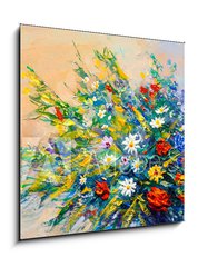 Sklenn obraz 1D - 50 x 50 cm F_F163278851 - Oil painting flowers - Olejomalba kvtiny