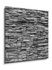 Sklenn obraz 1D - 50 x 50 cm F_F165501117 - White brick stone wall. - Kamenn ze z blch cihel.