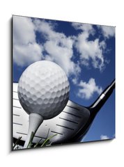 Sklenn obraz 1D - 50 x 50 cm F_F16573670 - Golf club and ball in grass - Golfov klub a m v trv