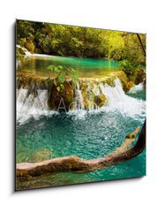 Sklenn obraz 1D - 50 x 50 cm F_F16639493 - Plitvice lakes in Croatia