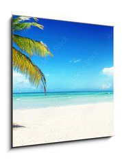 Sklenn obraz 1D - 50 x 50 cm F_F166899372 - Sonnenliegen am Strand
