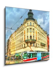 Obraz 1D - 50 x 50 cm F_F171777679 - City tram in the old town of Brno, Czech Republic - Mstsk tramvaj ve starm mst Brn, esk republika