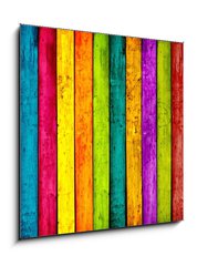 Sklenn obraz 1D - 50 x 50 cm F_F17494460 - Colorful Wood Planks Background - Barevn devn prkna pozad