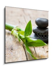 Obraz 1D - 50 x 50 cm F_F176854248 - Hot stone with bamboo