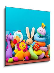 Sklenn obraz 1D - 50 x 50 cm F_F182423566 - Set of colorful Kids toys frame. Copy space for text