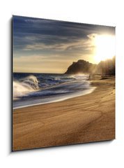 Obraz 1D - 50 x 50 cm F_F19490756 - Wave on beach with sun shining. - Vlna na pláži se sluncem svítí.