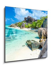 Obraz 1D - 50 x 50 cm F_F199617709 - Source d`Argent Beach at island La Digue, Seychelles - Beautifully shaped granite boulders and rock formation - Paradise beach and tropical destination for vacation