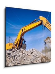 Sklenn obraz 1D - 50 x 50 cm F_F202023771 - excavator loader machine at construction site