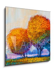 Obraz 1D - 50 x 50 cm F_F213841942 - Trees, oil painting, artistic background