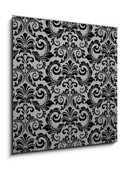 Sklenn obraz 1D - 50 x 50 cm F_F215761199 - Wallpaper in the style of Baroque. Seamless vector background. Black floral ornament. Graphic pattern for fabric, wallpaper, packaging. Ornate Damask flower ornament