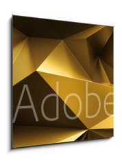 Obraz 1D - 50 x 50 cm F_F224714765 - 3d render, abstract gold crystal background, faceted texture, macro panorama, wide panoramic polygonal wallpaper
