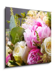 Sklenn obraz 1D - 50 x 50 cm F_F236126710 - Composition with bouquet of freshly cut flowers - Sloen s kytic erstv ezanch kvtin