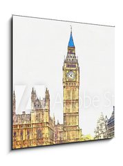 Obraz 1D - 50 x 50 cm F_F250660877 - Watercolor sketch or illustration of a beautiful view of the Big Ben and the Houses of Parliament in London in the UK
