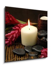 Sklenn obraz 1D - 50 x 50 cm F_F25459715 - spa and wellness concept with flowers zen stones