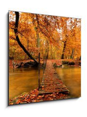 Sklenn obraz 1D - 50 x 50 cm F_F27188223 - Autumn bridge