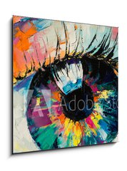 Obraz   Fluorite  oil painting. Conceptual abstract picture of the eye. Oil painting in colorful colors. Conceptual abstract closeup of an oil painting and palette knife on canvas., 50 x 50 cm