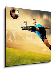 Obraz   Happiness football player on field of olimpic stadium on sunrise, 50 x 50 cm