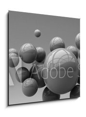 Obraz 1D - 50 x 50 cm F_F285452318 - Flying spheres on a white background. 3d rendering. Illustration for advertising.