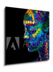 Obraz 1D - 50 x 50 cm F_F294351588 - UV body art painting of helloween female african warrior