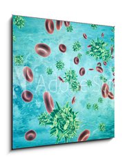 Obraz 1D - 50 x 50 cm F_F319192851 - Human blood cells and virus. 3d rendering